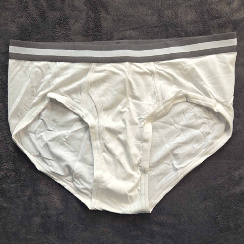 Gray and White Briefs with Elastic Waistband